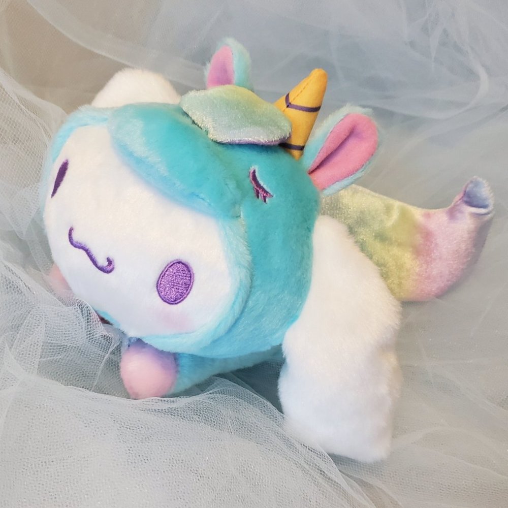 Cinnamoroll - Rainbow Unicorn Party Small Plush (Lying Down)